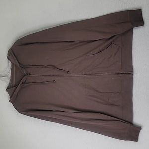 Men's All Saints Brace Full Zip Brushed Cotton Hoodie Brown 100% Cotton XL Tall